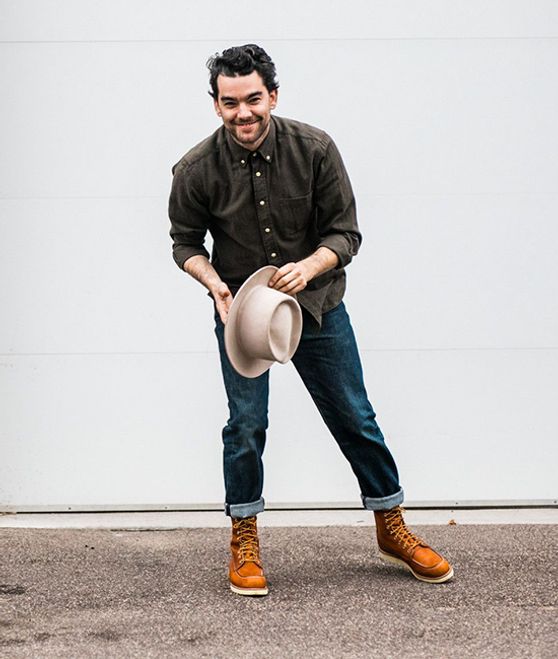 Red wing moc store toe on feet